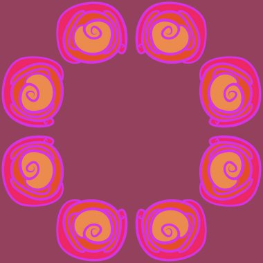 Modern çiçek çerçeve tasarım arka planda soyut yuvarlak çiçek elemanları