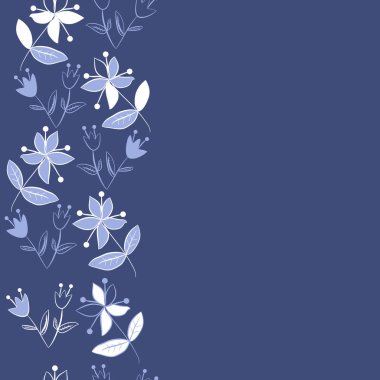 Dikey çiçek motifi, karalamalar, yapraklar, dallar, çiçekler, stamens, kopya alanı ile Dikişsiz desen. Vektör çizimi