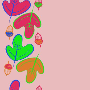 Soyut basit yaprakların kusursuz deseni. Vektör çizimi