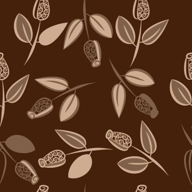 Yapraklarla soyut basit dalların kusursuz deseni