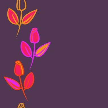 çizgi sanat çiçekleri ile dikişsiz etnik desen