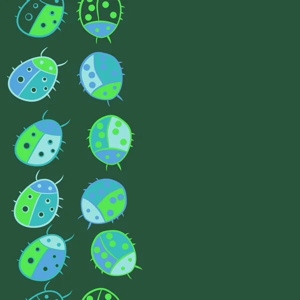 Green Cartoon Vector Illustration Ladybugs — Stock Vector