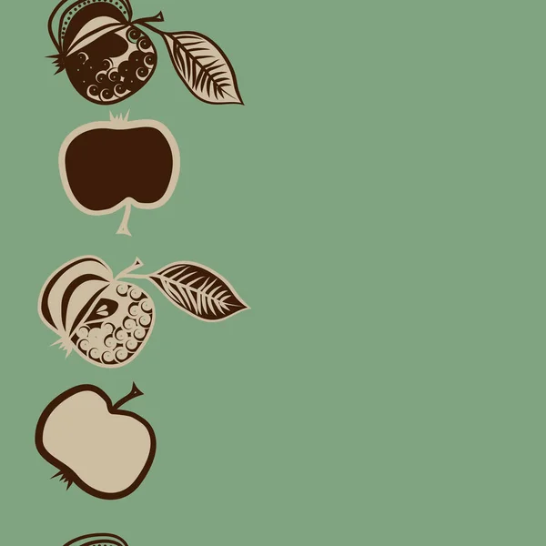 植物叶子和苹果的简单矢量插图 复制空间壁纸 — 图库矢量图片