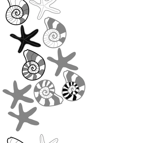 无缝模式与不同海贝壳 — 图库矢量图片
