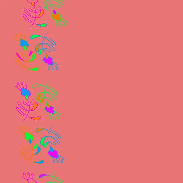 垂直无缝图案 复制空间 花卉主题 矢量插图 — 图库矢量图片