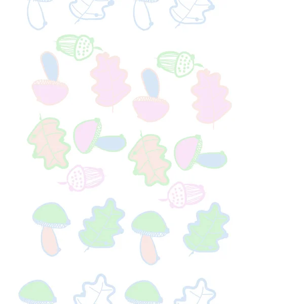 Stilisierte Eichenblätter Eicheln Und Pilzmuster — Stockvektor