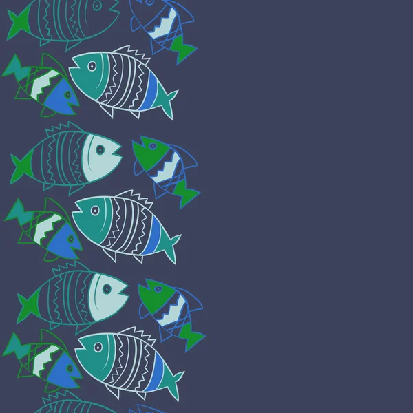 Δημιουργικό Μοτίβο Χαριτωμένα Ψάρια Στο Παρασκήνιο — Διανυσματικό Αρχείο