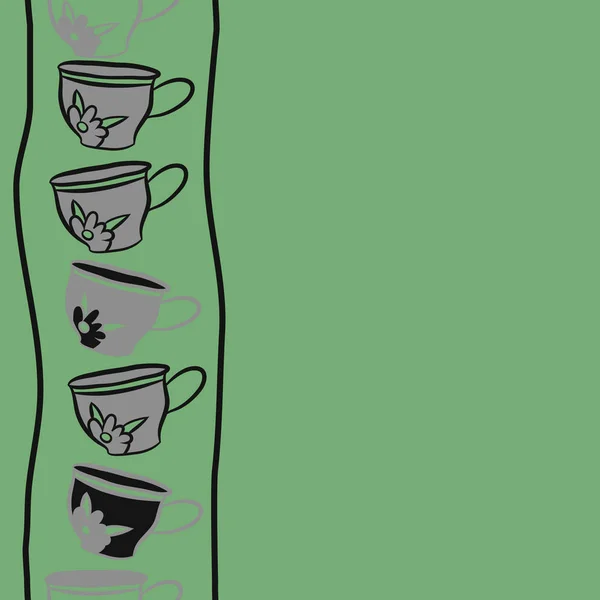 Бесшовный Узор Цветных Чашек Чая — стоковый вектор