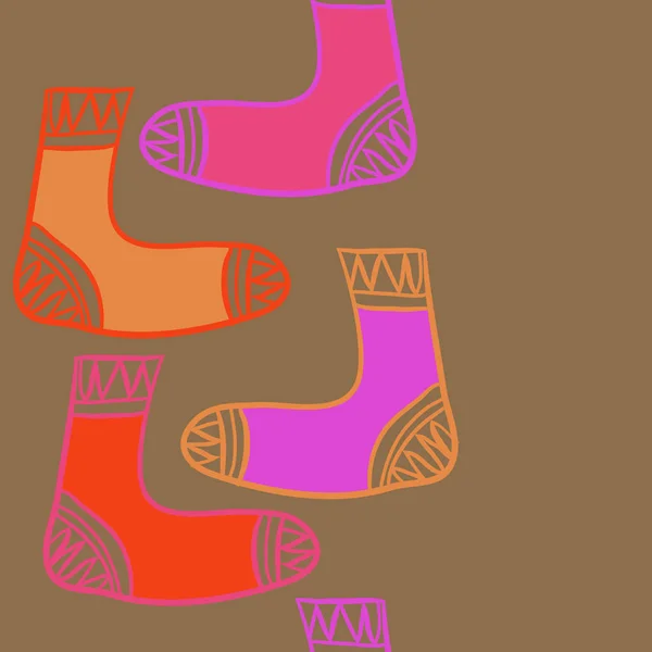 Seamless Vertical Pattern Socks Doodles Copy Space Vector Illustration — Stock Vector