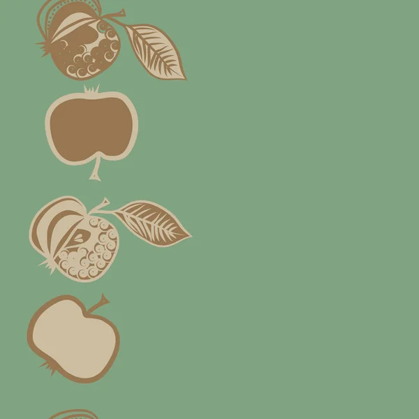 植物叶子和苹果的简单矢量插图 复制空间壁纸 — 图库矢量图片