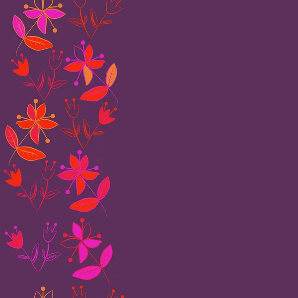 Motif Sans Couture Avec Motif Floral Vertical Griffes Feuilles Branches — Image vectorielle
