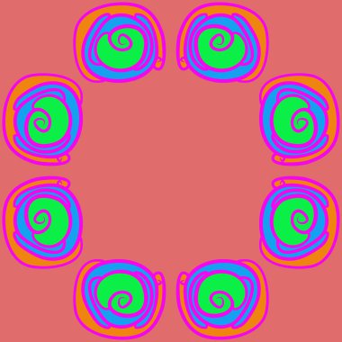 Modern çiçek çerçeve tasarım arka planda soyut yuvarlak çiçek elemanları