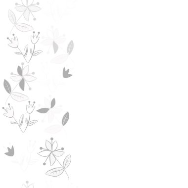 Dikey çiçek motifi, karalamalar, yapraklar, dallar, çiçekler, stamens, kopya alanı ile Dikişsiz desen. Vektör çizimi