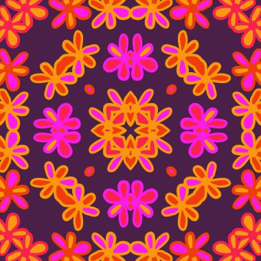 Kaleydoskopik çiçeklerile dikişsiz soyut desen