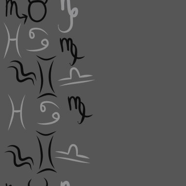 Zodiac Signs Dikişsiz desen. Vektör Illustration