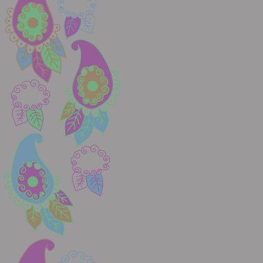 çiçek süs gri vektör illüstrasyon, Paisley, paisley desen