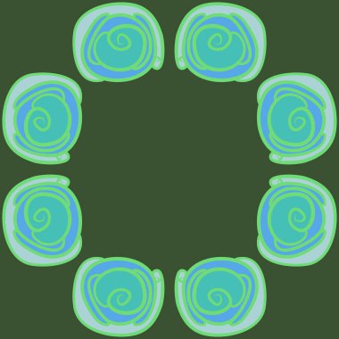 Modern çiçek çerçeve tasarım arka planda soyut yuvarlak çiçek elemanları