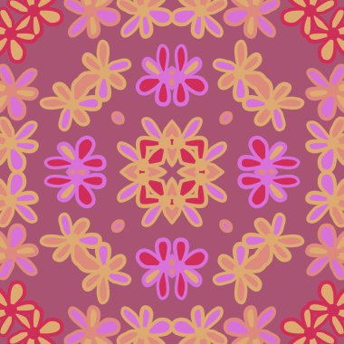 Kaleydoskopik çiçeklerile dikişsiz soyut desen