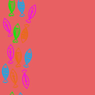 arka planda sevimli balıklar ile yaratıcı desen