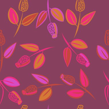 Yapraklarla soyut basit dalların kusursuz deseni