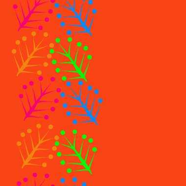 Çiçek dikişsiz desen dikey kompozisyon, karalamalar, dalları, elips, kopya alanı. Vektör çizimi