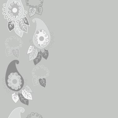 çiçek süs, Paisley veya paisley desen gri vektör illüstrasyon