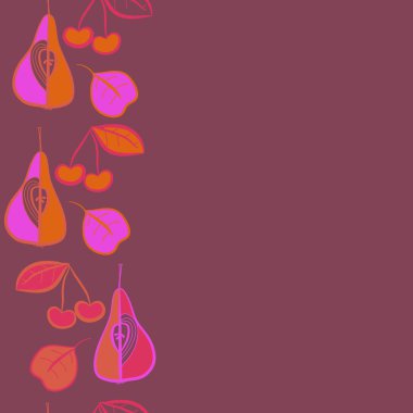 çizgi sanat meyve ile dikişsiz etnik desen