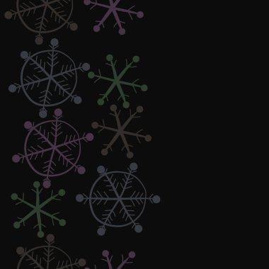 Kar taneleri dikişsiz desen, kış teması. Vektör çizimi