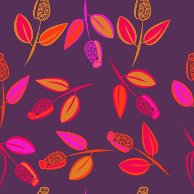 Yapraklarla soyut basit dalların kusursuz deseni