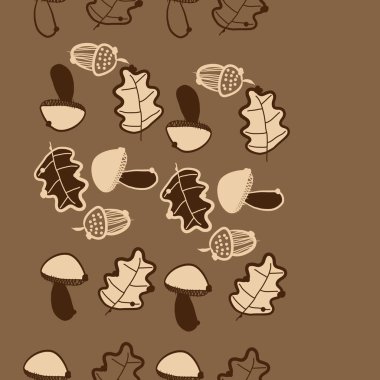 Stilize meşe yaprakları, meşe palamudu ve mantar desen.