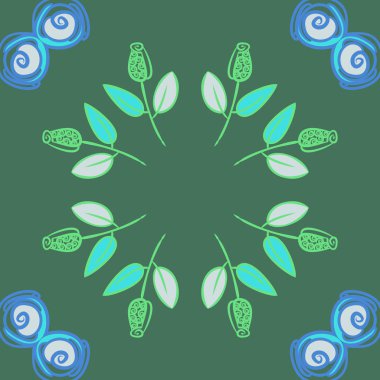 gül vektör illüstrasyon ile daire dikişsiz desen 