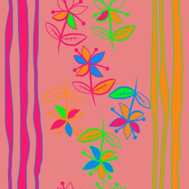 Çizgilerle soyut dikişsiz çiçek deseni