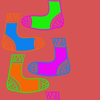 çorap dikişsiz dikey desen, kopya alanı ile doodle. Vektör çizimi