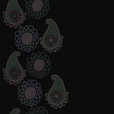 Çiçek süslü paisley veya paisley desen, çiçek süs vektör illüstrasyon, 