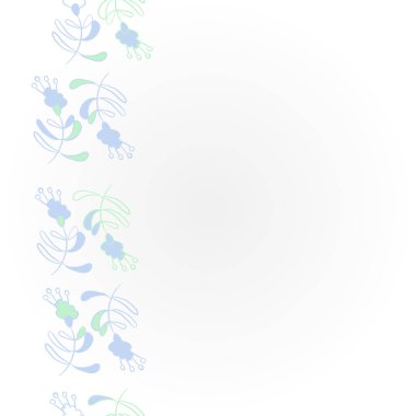 Dikey dikişsiz desen, karalamalar, dalları, yaprakları, stamens, kopya alanı, çiçek tema. Vektör çizimi