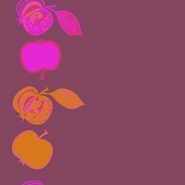 flora yaprakları ve elma vektör illüstrasyon, kopya alanı