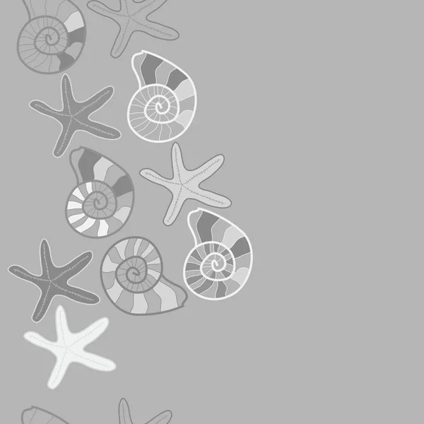 Бесшовный Рисунок Различными Морскими Раковинами — стоковый вектор