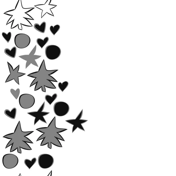 Бесшовный Узор Сердцами Звездами Пятнами Копировальным Пространством — стоковый вектор