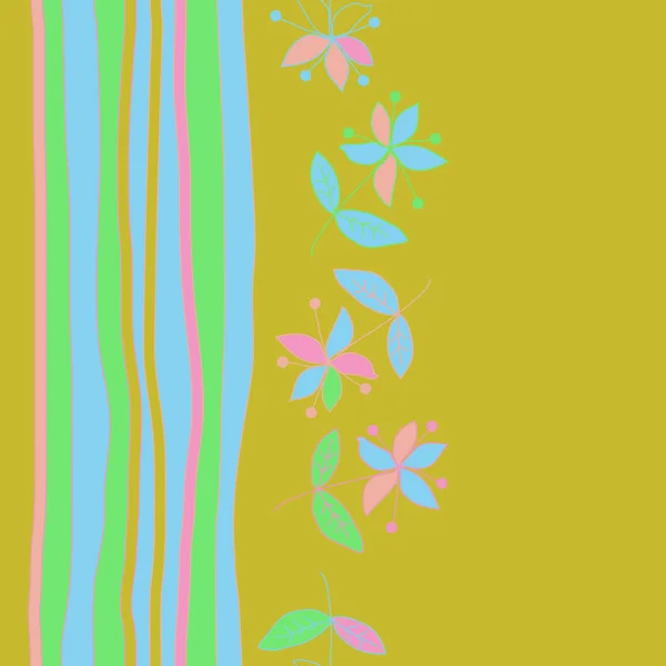 ライン付きシームレスな抽象的な花柄 — ストックベクタ