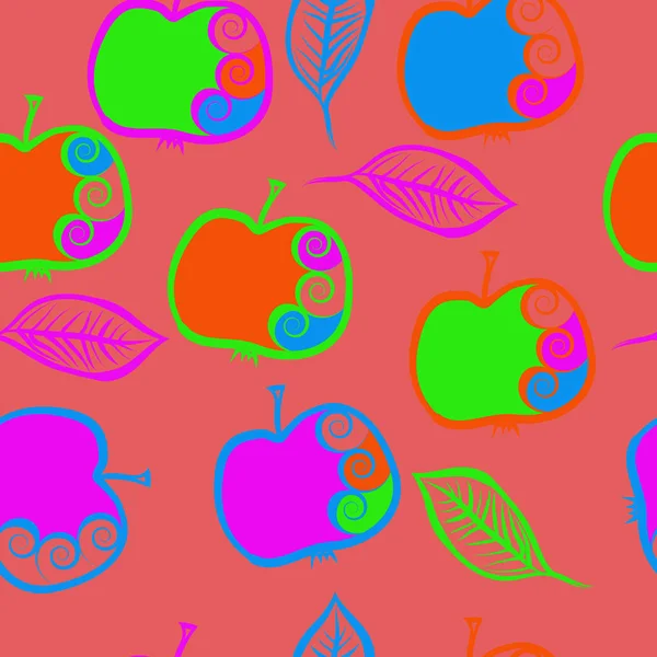Äpplen mönster, klotter. Handritad. — Stock vektor
