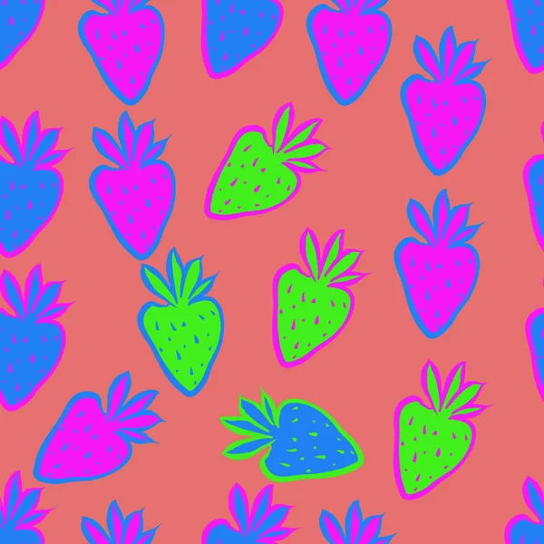 Patrón Sin Costuras Con Fresas Colores — Vector de stock