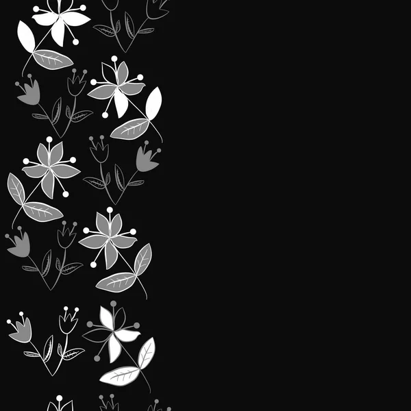 垂直花のモチーフ 落書き スタメン コピースペースとシームレスなパターン ベクトルイラスト — ストックベクタ