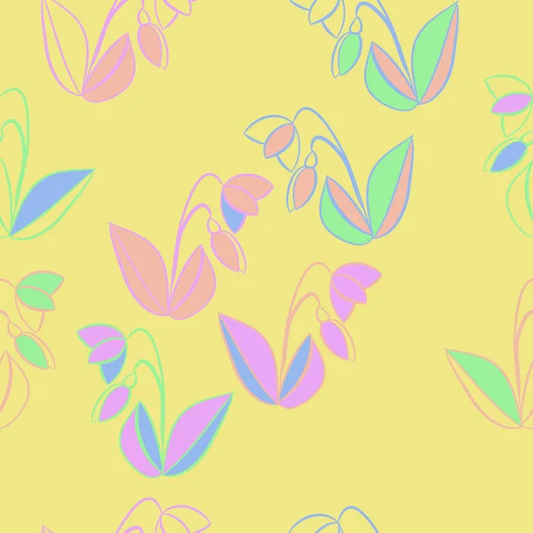 Seamless Mönster Abstrakt Färgglada Blommor — Stock vektor