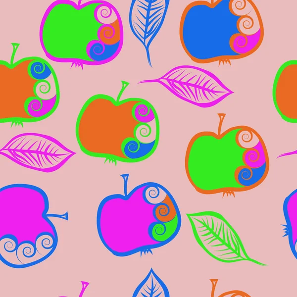 Äpfel Muster, Kritzeleien. Handgezeichnet. — Stockvektor