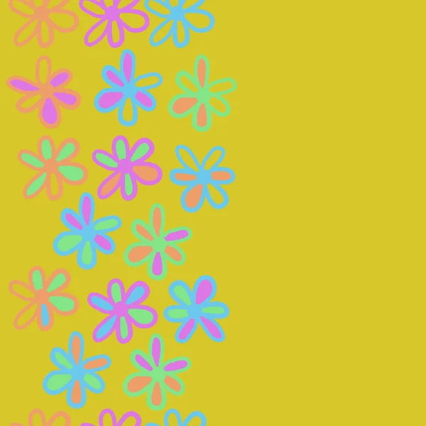 Sömlösa Vertikala Mönster Stiliserade Blommor Grenar Vektor Illustration — Stock vektor