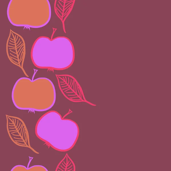 无缝抽象图案与彩色苹果和叶子 — 图库矢量图片