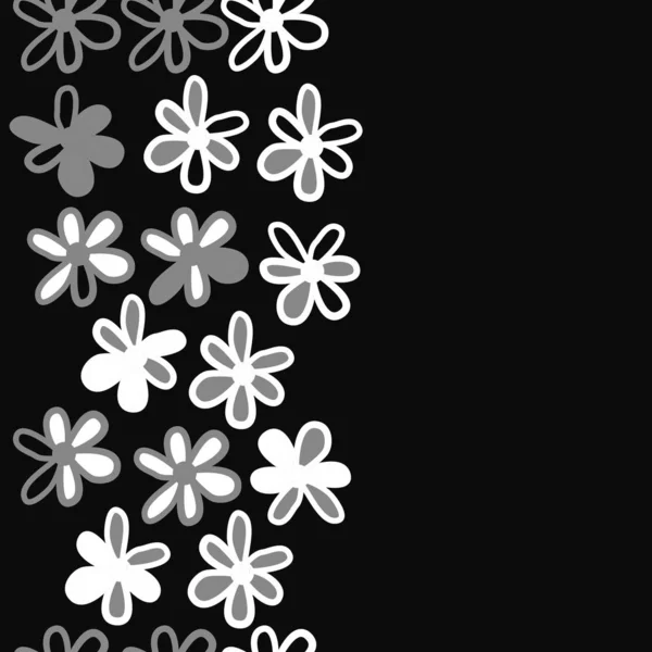 Modèle Vertical Sans Couture Fleurs Stylisées Branches Illustration Vectorielle — Image vectorielle