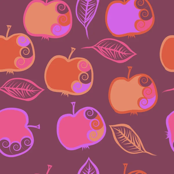Modèle de pommes, gribouillis. Dessiné à la main . — Image vectorielle