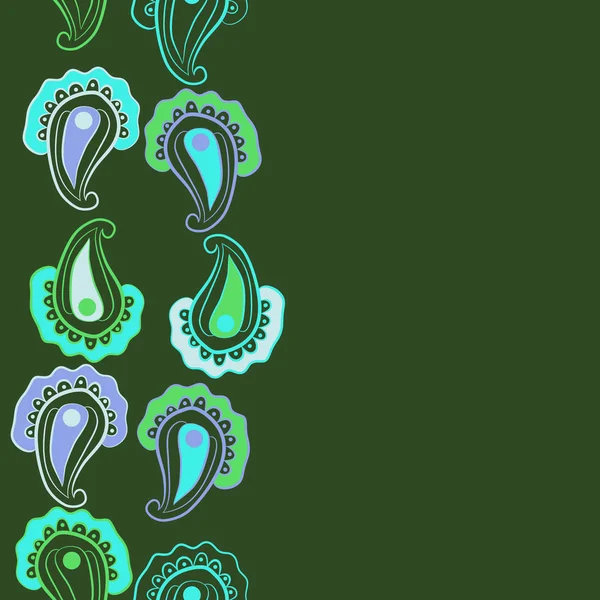 Grüne Vektorillustration Von Floralem Ornament Paisley Oder Paisley Muster — Stockvektor