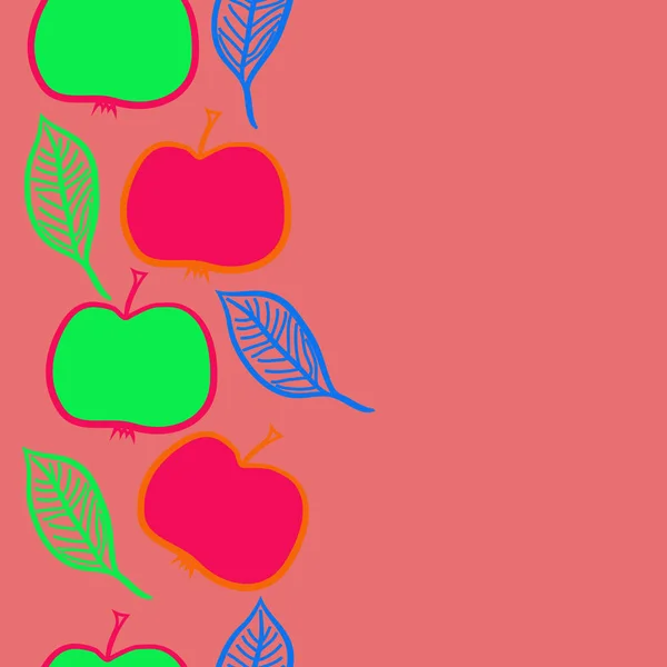 Patrón Abstracto Sin Costuras Con Manzanas Hojas Colores — Archivo Imágenes Vectoriales